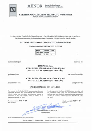 Borrador – inicio Certificado AENOR de producto - SPPB E1200